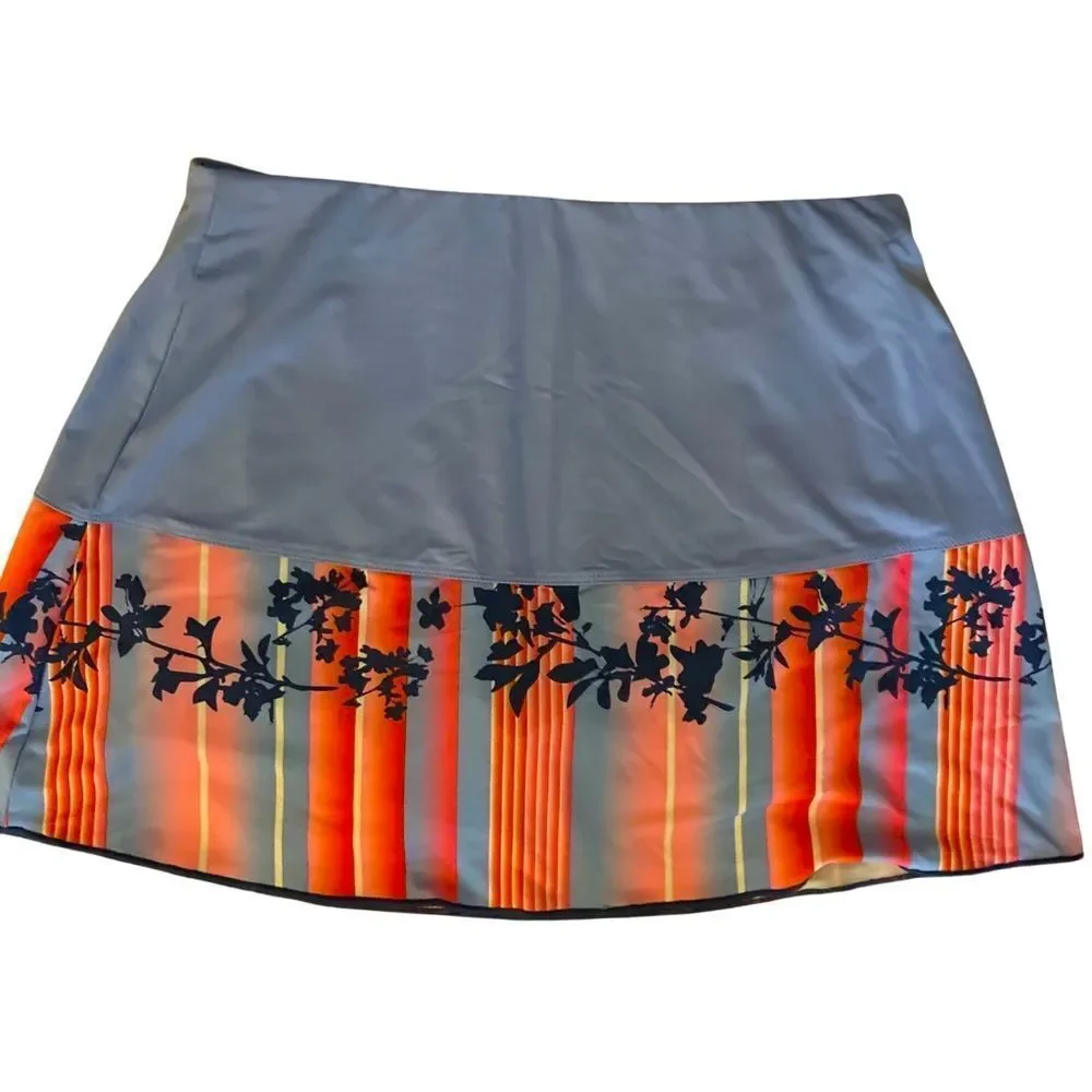 Calla Skort - S blue orange print , nylon spandex